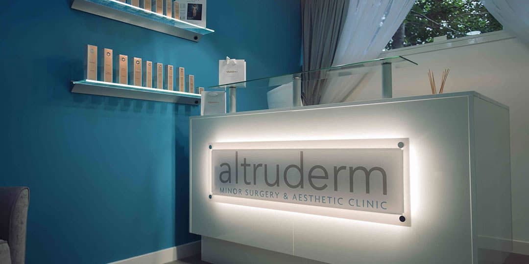 The reception of the reopened Altruderm clinic.